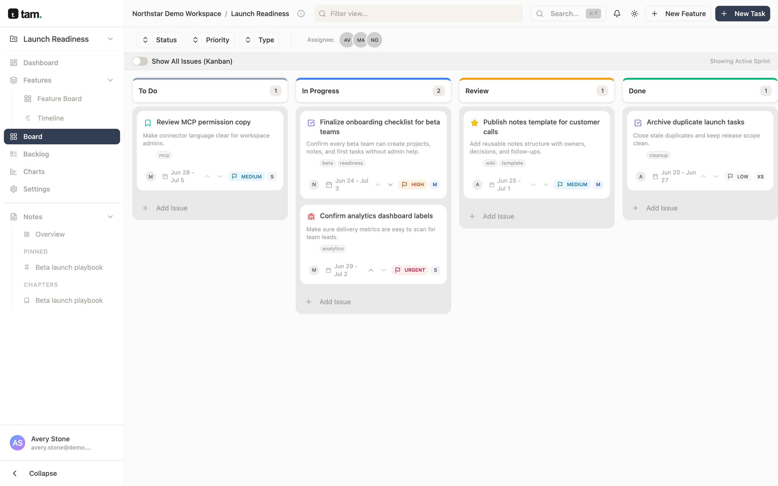 tam – Launch Readiness · Board