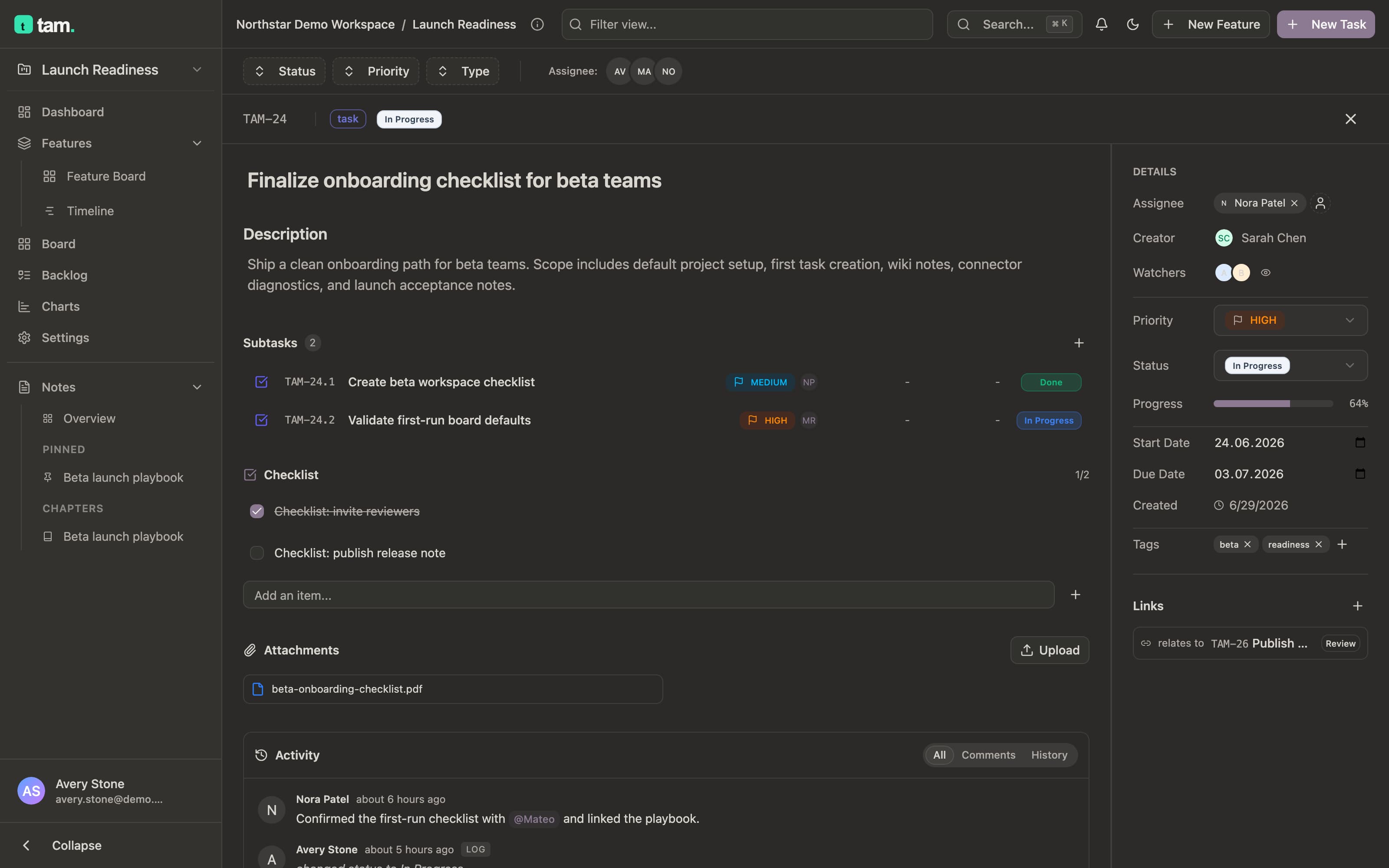 tam – Task detail