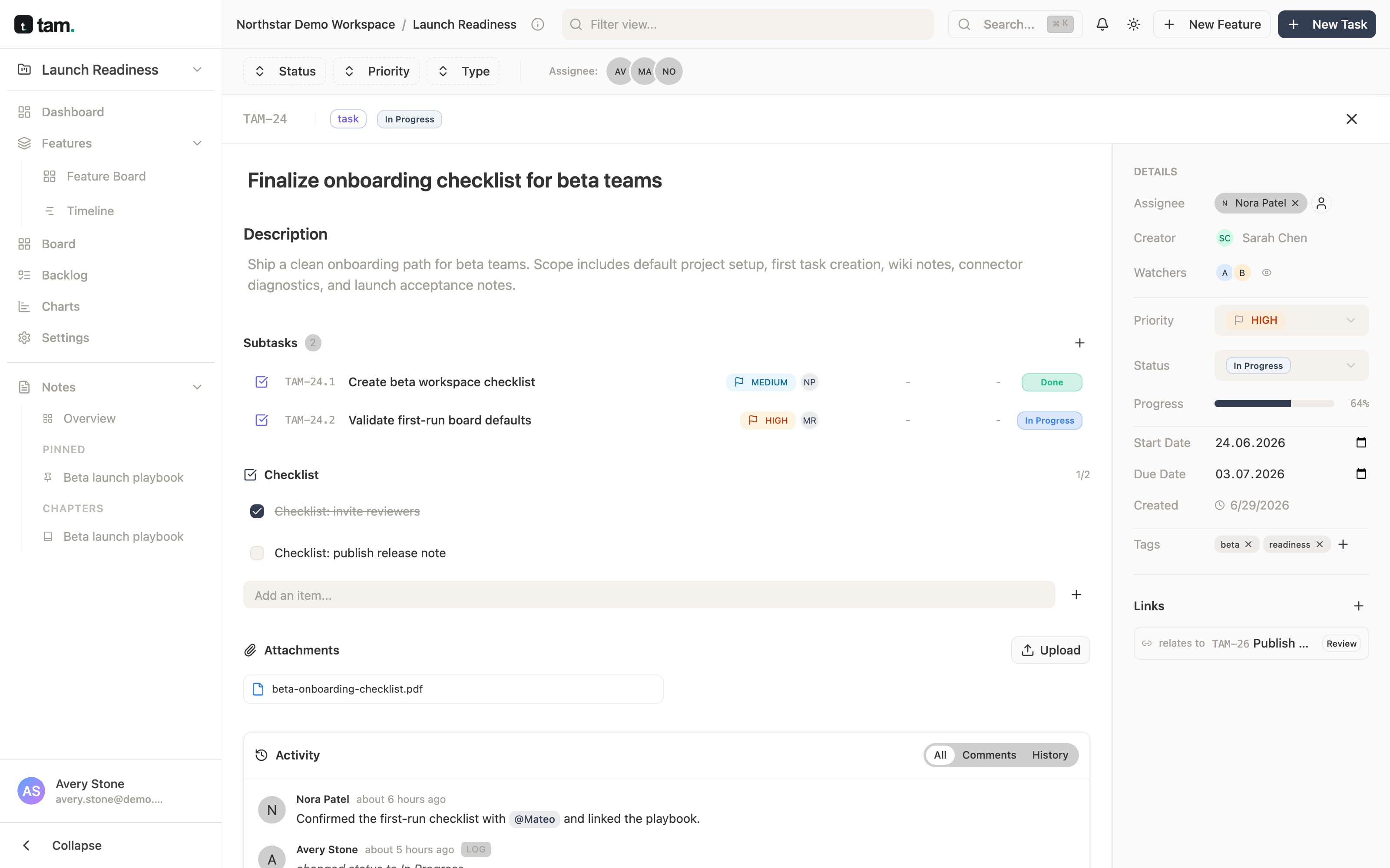 tam – Task detail